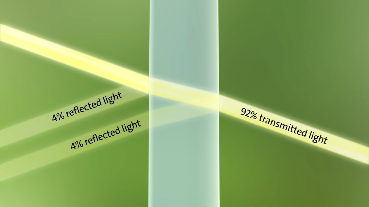 Light reflected from glass